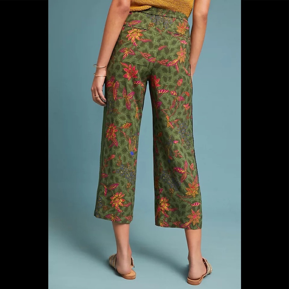 Anthropologie | Ett:Twa Boho “Schuyler” Green Floral Printed Pants Size XS - Picture 2 of 13